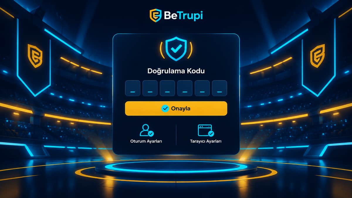 BeTrupi giriş ekranında doğrulama kodu ve oturum ayarlarını gösteren kapak görseli