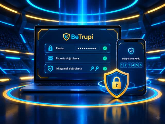 BeTrupi hesap güvenliği panelini ve iki aşamalı doğrulama ekranını gösteren görsel