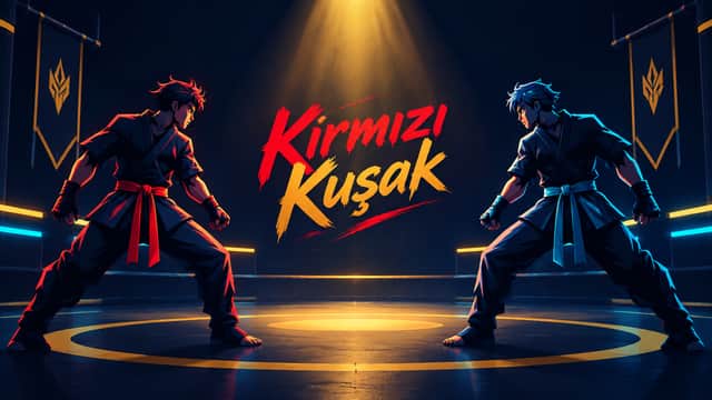 Kırmızı Kuşak oyununda sade arenada karşılaşan iki oyuncunun görünümü