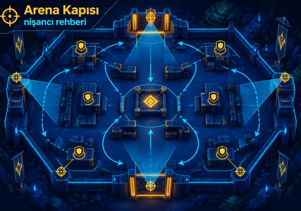 Arena Kapısı oyununda konumlanma taktiklerini gösteren harita şeması