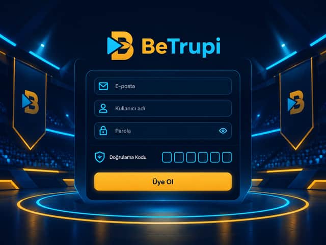 BeTrupi üye ol ekranında e-posta, kullanıcı adı ve doğrulama kodu adımlarını gösteren arayüz görseli